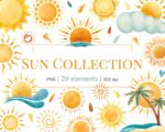 Watercolor Summer Sun Clipart