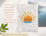 Watercolor Summer Sun Clipart - Image 5