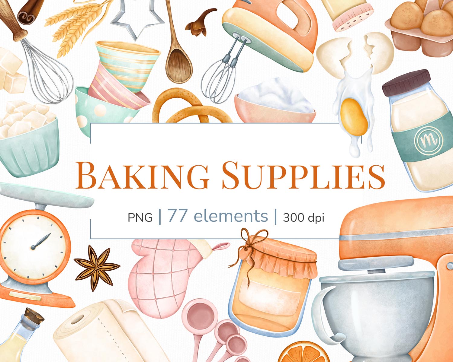 01 - Baking supplies clipart png files - preview Bakery Clipart - Image 1