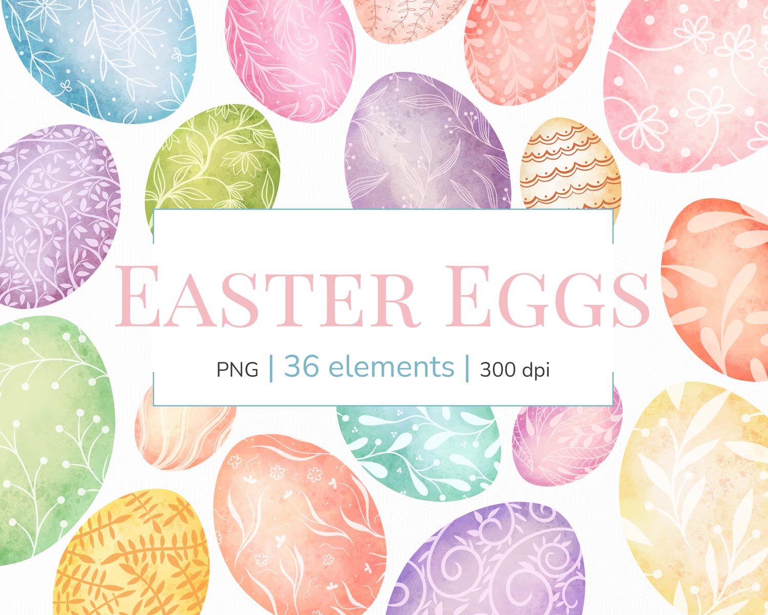 01 - Easter eggs clipart png files - preview Easter Eggs Clipart - Image 1