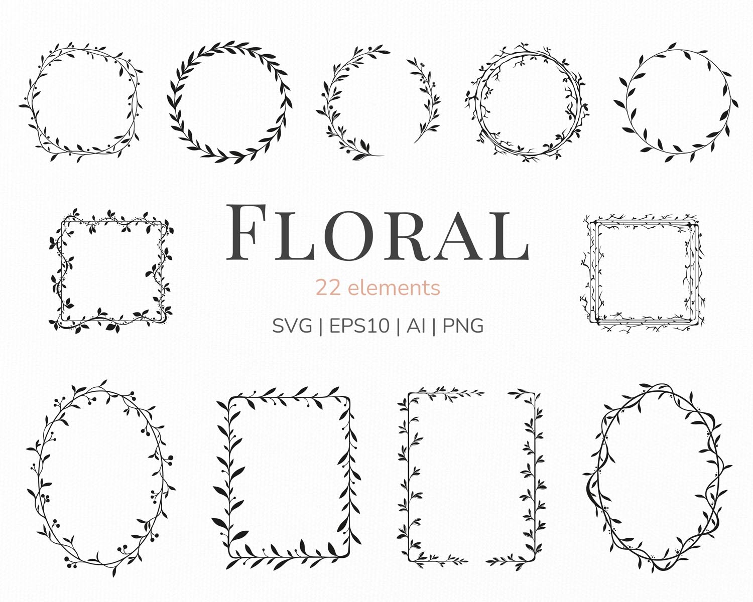 01 - Floral wreath svg - preview Wreath Collection SVG - Image 1