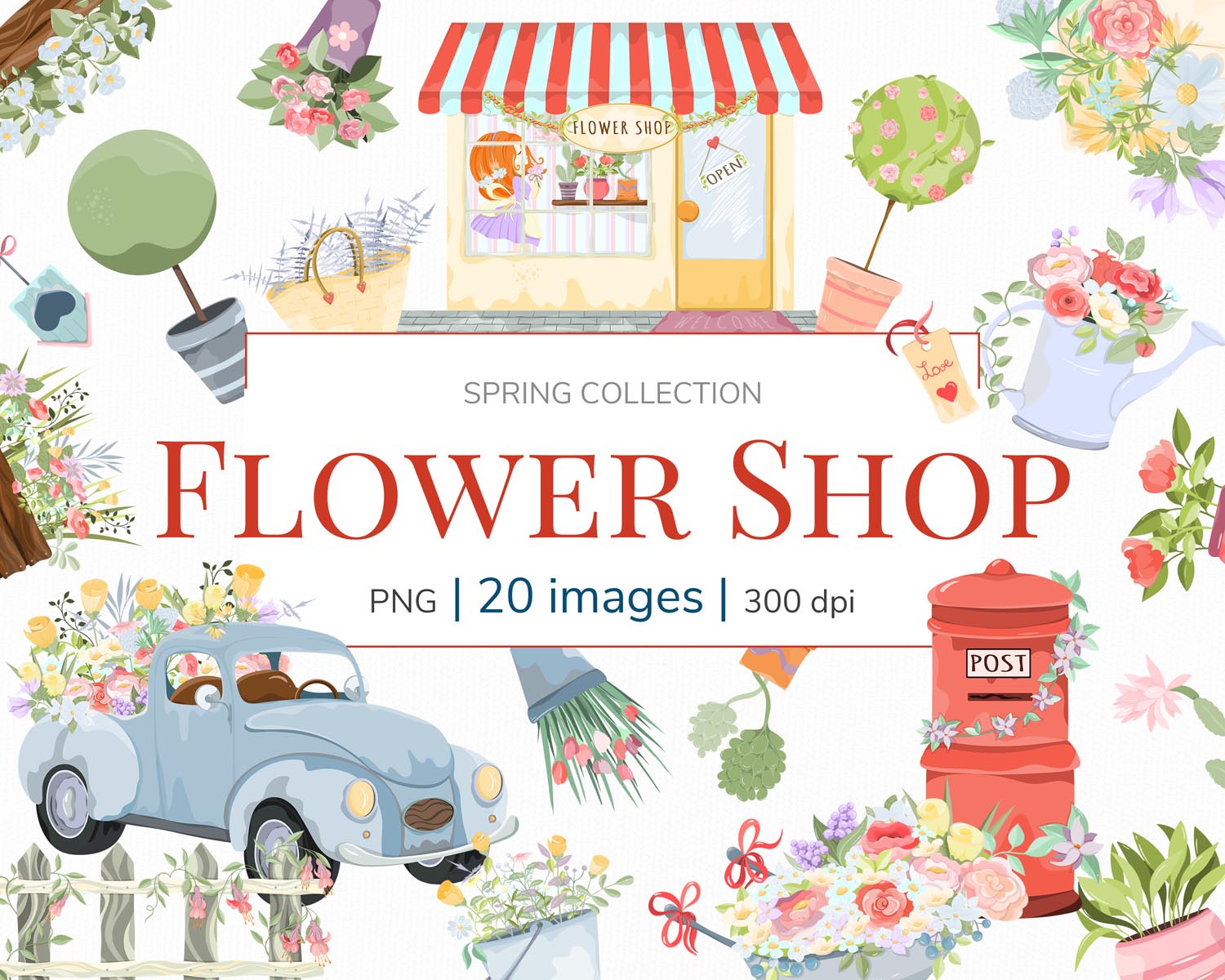 01-Flower Shop vol1 - preview Flower Shop Clipart - Image 1