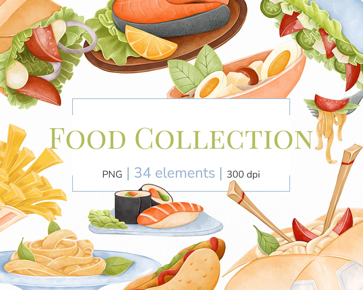 01-Food clipart bundle png - preview Healthy Food Clipart - Image 1