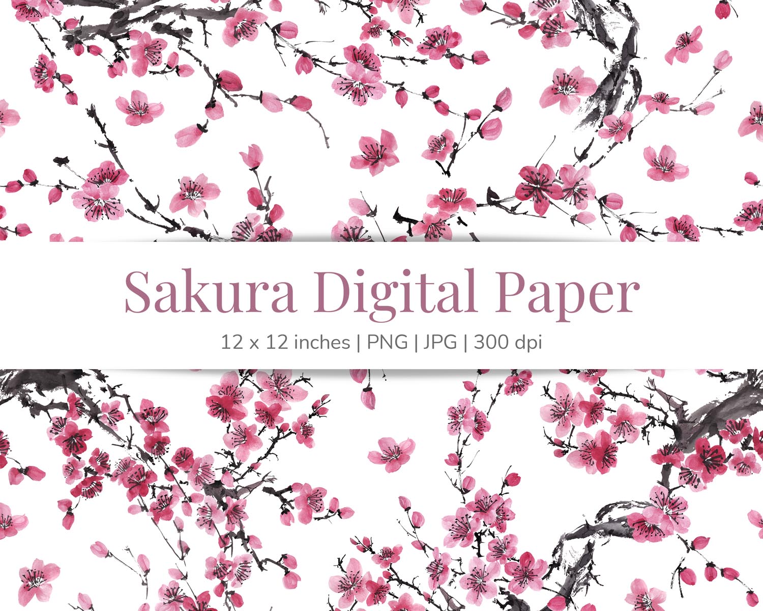 01 - Sakura digital paper - preview Sakura Digital Paper - Image 1