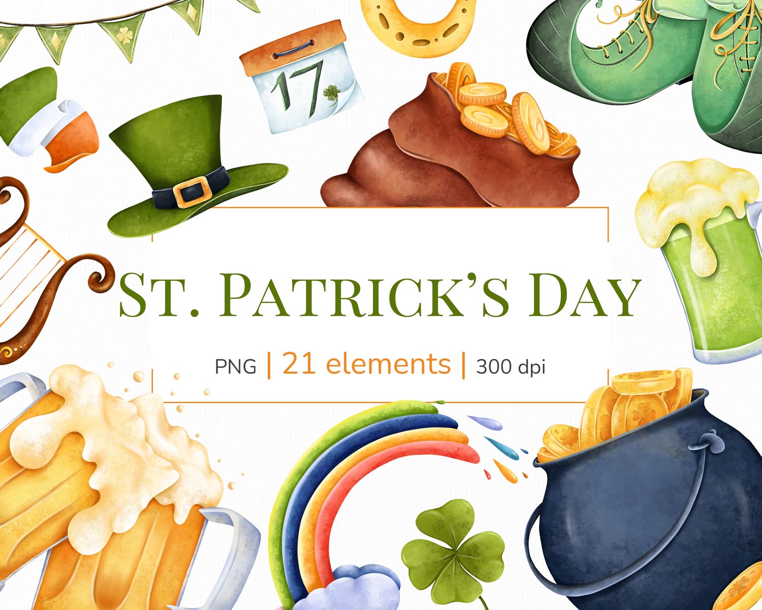 01 - St Patricks day png files - preview St. Patrick's Day Clipart - Image 1