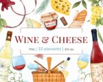 Wine & Cheese Clipart