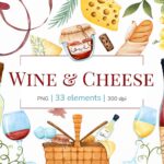 Wine & Cheese Clipart