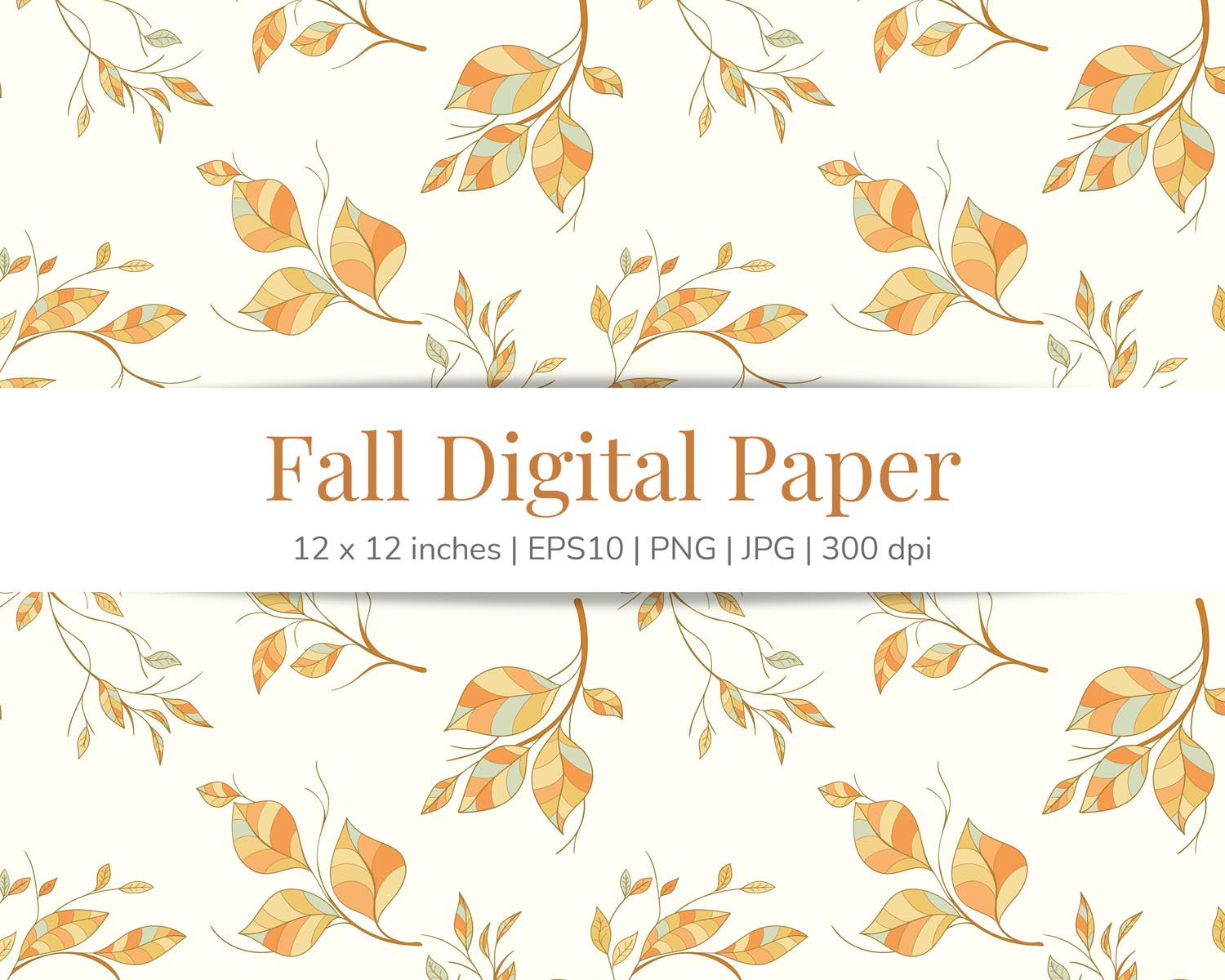 01 - fall leaves digital paper - preview Autumn Digital Paper - Image 1