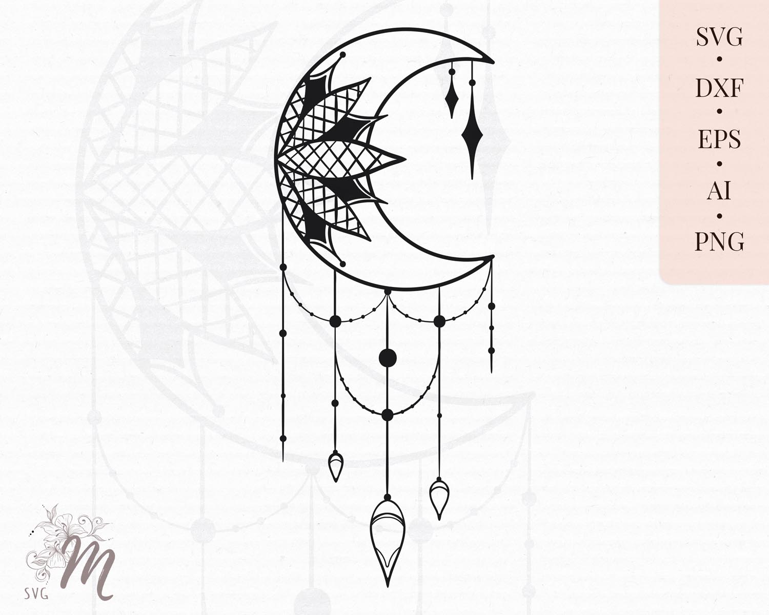 01 - Boho moon svg - preview Moon Sublimation Desigm - Image 1